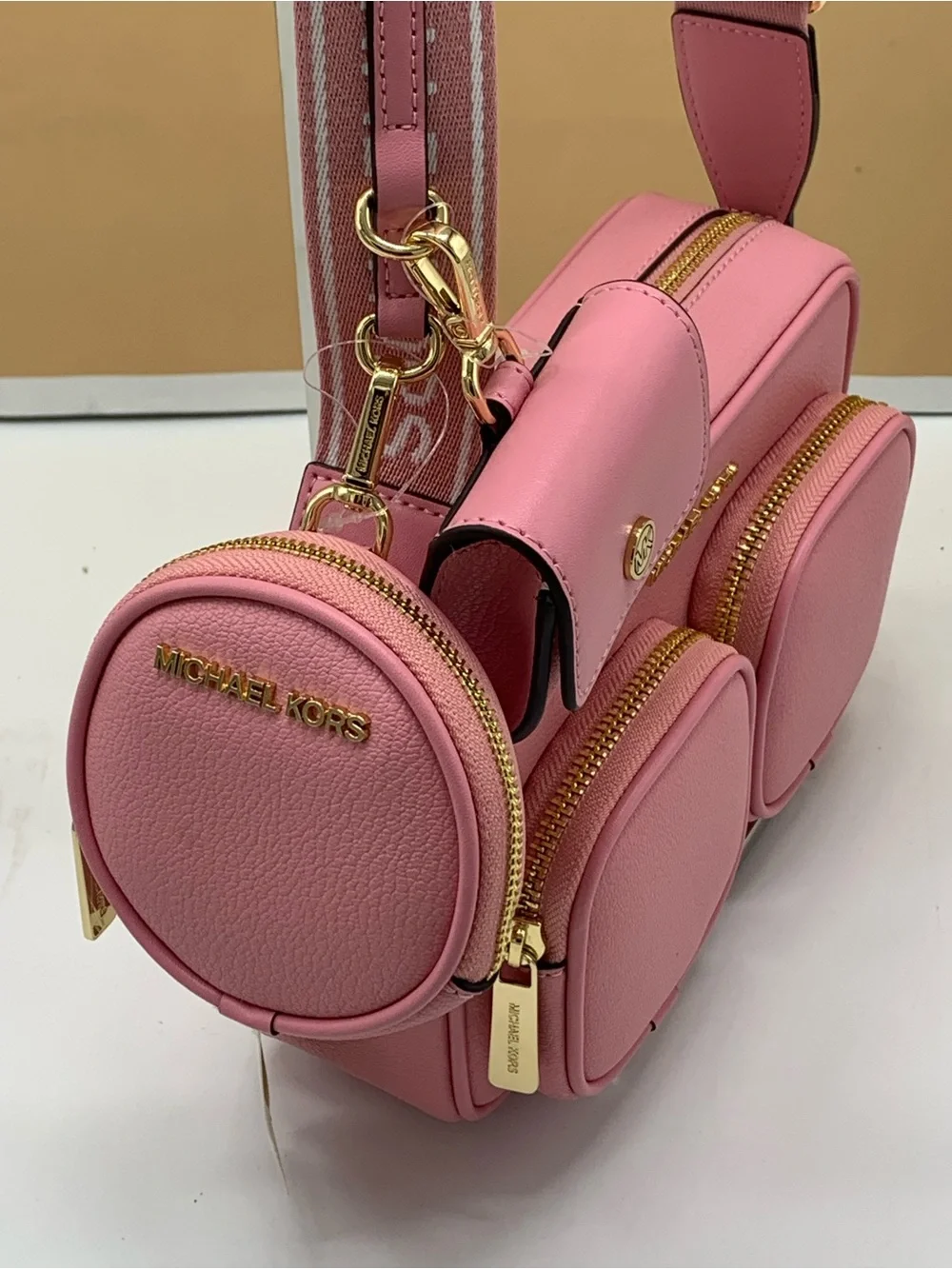 Michael Kors Carnation Pebbled Leather Crossbody